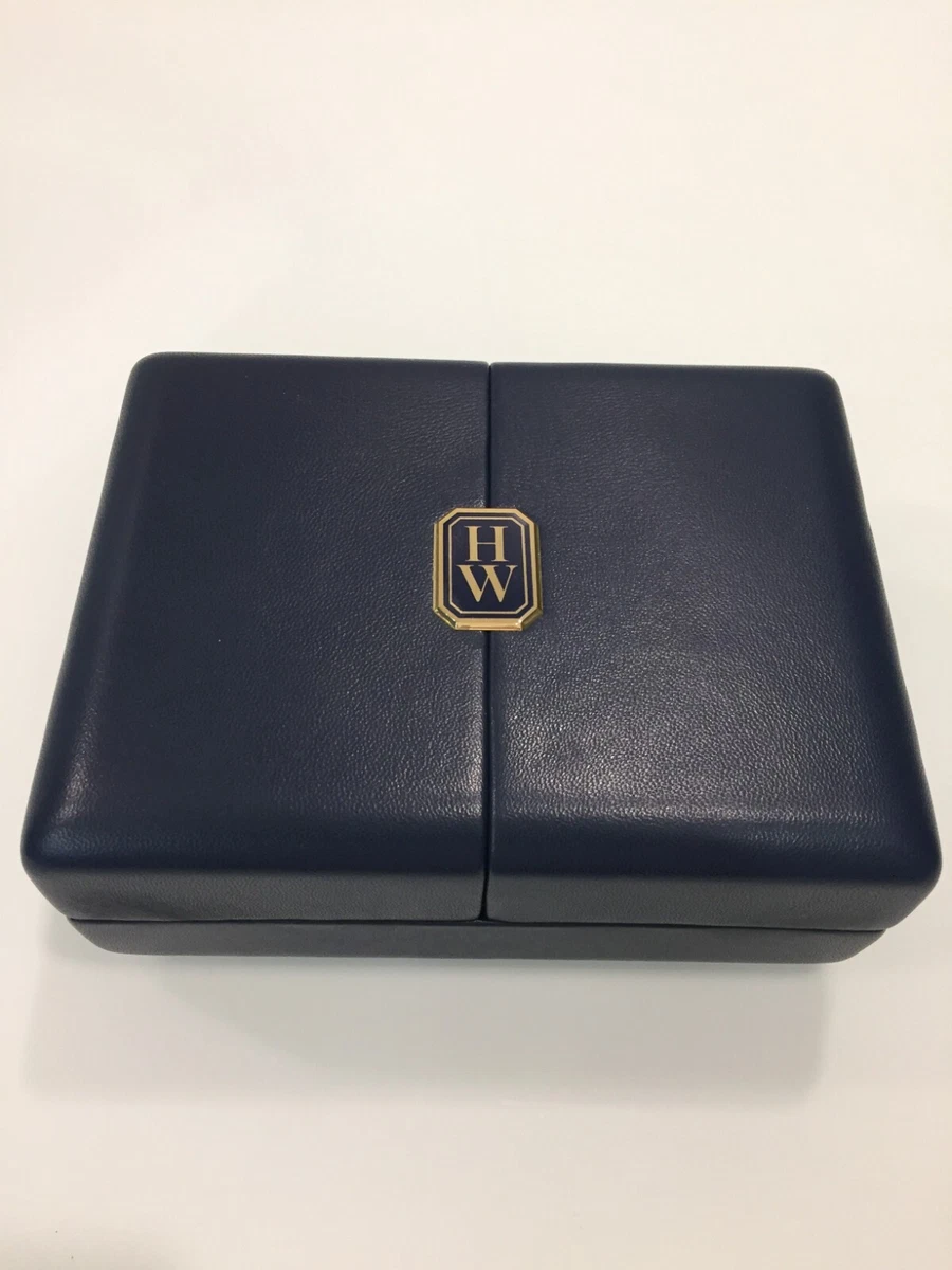 HARRY WINSTON 2 レザー ギフトボックス 黒 Harry Winston Genuine Double Ring case Jewelry Gift Set Paper bag