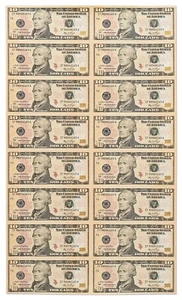 2006 Uncut Sheet of 16 $10 Federal Reserve Notes - Picture 1 of 2