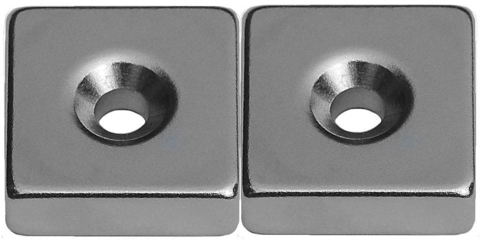 APEX MAGNETS 2 Neodymium Magnets 3/4 x 3/4 x 1/4 Countersink Blocks