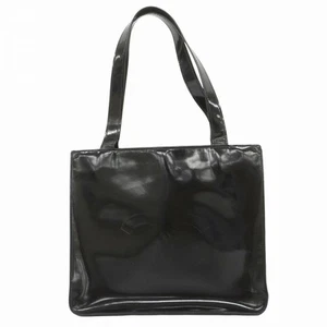 5da0855 CHANEL Tote Bag Patent Leather Black Silver Metal Fittings Used - Picture 1 of 10