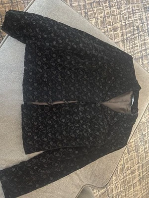 Blazer De Colección Laura Ashley Negro Terciopelo Bordado Flores Caprichoso Talla 8 Foto 1 de 4