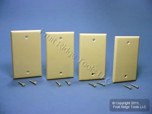 Leviton 86014 Ivory 1-Gang Blank Plastic Standard Wallplate Cover Box Mount 4pcs - Picture 1 of 7