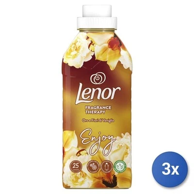 3x Lenor Fabric Softener 525 Ml Concentrated 25 Measuring Cups Gold & Flowers - Image 1 of 3