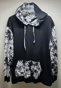 Prissy Jane Long Sleeve 3XL Black Hoodie With Cow Print Pullover Drawstring - Picture 1 of 9
