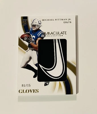 MICHAEL PITTMAN JR GLOVES /15 2020 Panini Immaculate Rookie RC Colts NIKE SWOOSH - Image 1 of 4