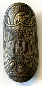 early GREAT AMERICAN bicycle Head BADGE from SUPPLE - BIDDLE Hdw Co, Phila PA - Picture 1 of 4