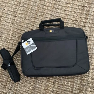 Case Logic 15.6" Laptop Attache Laptop Bag w Strap Messenger Black Nylon NEW - Picture 1 of 7