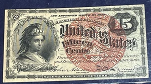 1863 Fractional Currency, 15 Fifteen Cents, Civil War, Bust of Columbia, VF+ - Picture 1 of 7