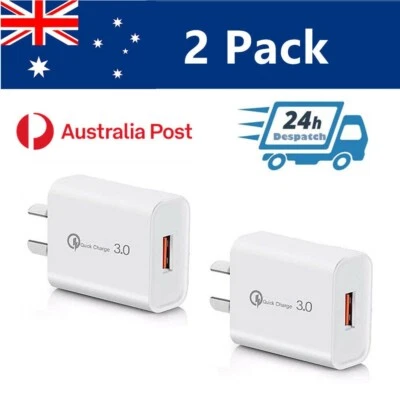 2xQualcomm SUPER FAST Quick Charge QC 3.0 Universal USB Wall Charger 18W AU Plug - image 1 of 4