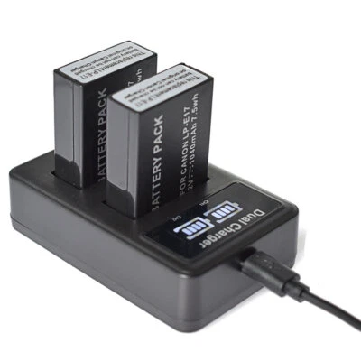 2X LP-E17 Battery for Canon EOS M3 M5 M6 77D 200D 750D 760D 800D +LCD Charger - Image 1 of 4