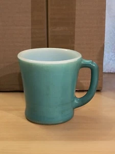Fire King Coffee Mug D Handle Oven Ware Made in USA Teal Turquoise Vintage - Picture 1 of 5