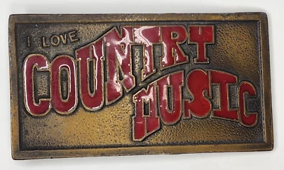VERY COOL VINTAGE 1970s *I LOVE COUNTRY MUSIC* WESTERN MENS BELT BUCKLE - Image 1 of 4