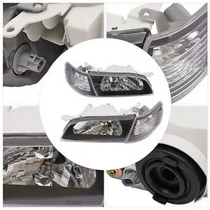 For 1995 1999 Toyota Tercel Headlights Lamps Clear Lens Set Left+Right Black - Bild 1 von 11