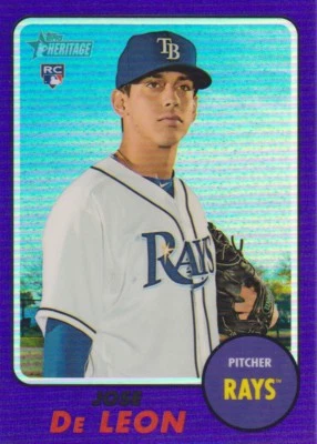 2017 Topps Heritage Purple Chrome #THC642 Jose DeLeon Tampa Bay Rays RC - Image 1 of 2