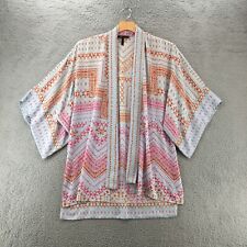 BCBG Maxazria Kimono Blouse Womens XS Multicolor Short Sleeve Geometric Print