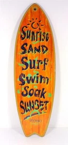 SUNRISE SAND SURF SWIM SOAK SUNSET SURFBOARD DECORATIVE BEACH BAR WALL SIGN - Picture 1 of 2