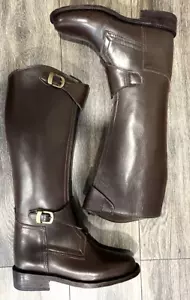 Herren große kniehohe Leder Reit Polo Reitstiefel Büffel Größe 10 Silber - Bild 1 von 4