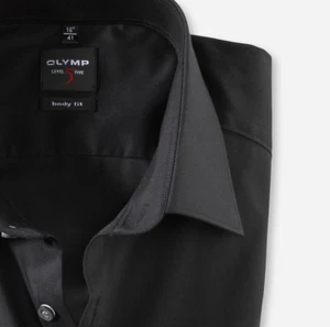 Camicia Olymp Stiro-Facile Nera Slim da Uomo Cuciture sul Davanti 36 37 No-Stiro - Foto 1 di 5