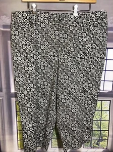 Catherines 24w NWT Capri Secret Slimmer Twill Pants Black White Brown stretch! - Picture 1 of 11