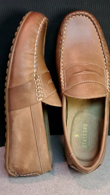 Zapatos Mocasines Para Hombre Talla 10.5 M/10 1/2 STAFFORD Penny 014-9182 CUERO MARRÓN Foto 1 de 4