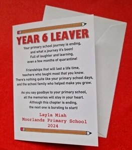 Year 6 Leavers card / Last day at primary / Leaving School Card - Picture 1 of 10