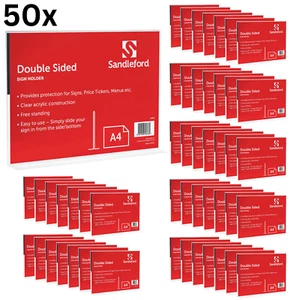 50x Double-sided T-Shape A4 Sign Holder Menu Paper Landscape W297 x D78 x H210mm - Picture 1 of 4