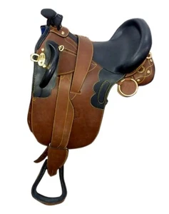 Premium Leather Australian Stock Horse Saddle with Horse 12" - 20" Free Shipping - Bild 1 von 2