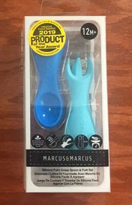 Marcus & Marcus Silicone Fork & Spoon Set, Palm Grasp For Toddler 12mo+ - Picture 1 of 6