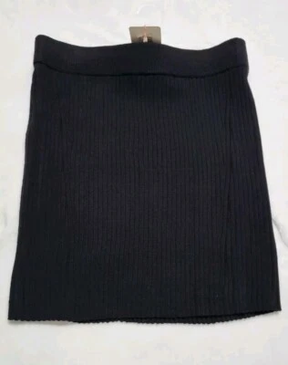 GB Fitted Sweater Ribbed Knit Coordinating Skirt Black Pitch Black   - Image 1 of 4