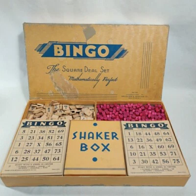 Selchow & Righter Boardgame Bingo - The Square Deal Set Complete 1936 Pre-War - Image 1 of 4