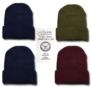 Gorra de reloj del ejército de Estados Unidos 100 % lana tejida gorro verde - Imagen 1 de 9