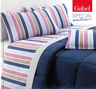 Completo Lenzuola stampato su Madapolam. 1 Piazza e mezza. GABEL - NIZZA. Cotone - Immagine 1 di 2