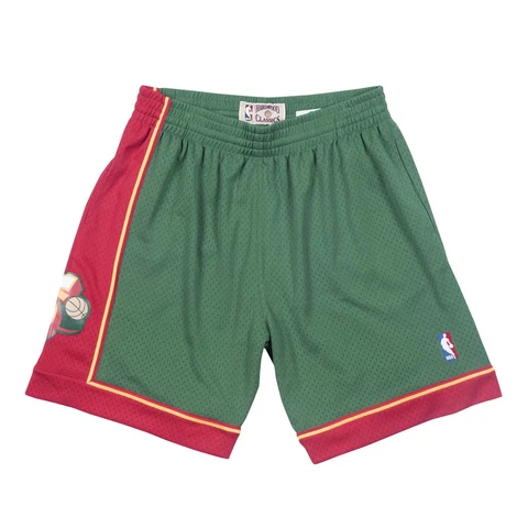 Men's Mitchell & Ness Green NBA Seattle Supersonics 1995-96 Road Swingman Shorts Cover