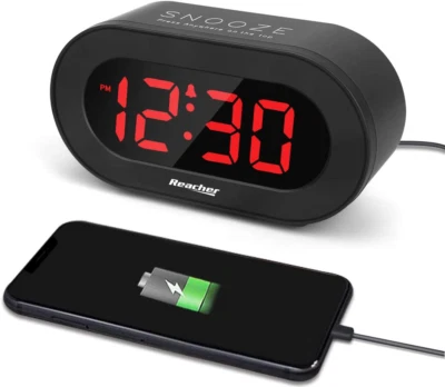 UNKNOWN REACHER Small LED Digital Alarm Clock with Simple Operation, Full Range Brightne