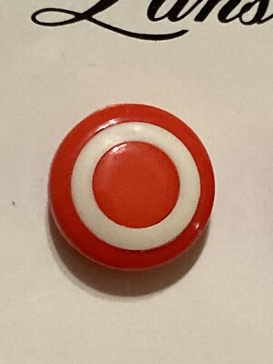 VTG Lansing Plastic Buttons Red White Bullseye Stripe Shank 1/2" 4 NEW on Card - Image 1 of 4