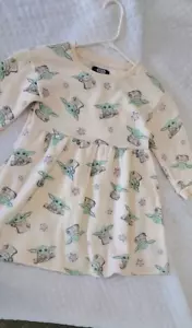 STAR TREK YODA GIRLS SOFT CLOTH DRESS CREAM COLOR SIZE 5T POLYESTER RAYON PREOWN - Picture 1 of 5