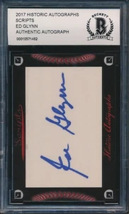 2017 HA Scripts Cut Signature Auto Beckett Authenticated Ed Glynn Mets Indians - Picture 1 of 1