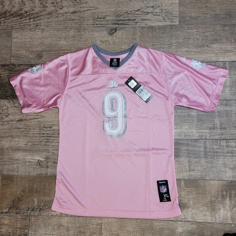 Reebok Cincinnati Bengals Pink NFL Jersey Girls XL 16 Palmer #9 Breast Cancer Cover