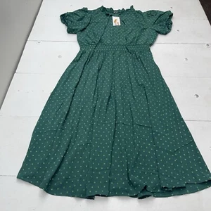 Pretty Garden Green Swiss Dot Puff Sleeve Maxi Dress Women’s Size XXL New - Picture 1 of 7