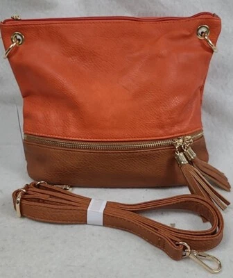Orange And Brown Faux Leather Purse / bag. Brand new - Image 1 of 4