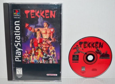 Tekken (Sony PlayStation 1, 1995) PS1 PSOne PSX 2 3 Caja Larga CIB Reg Etiqueta Negra Foto 1 de 4