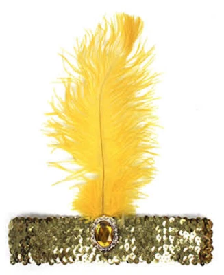 ШИРОКАЯ ПОВЯЗКА НА ГОЛОВУ перо блестки костюм Гэтсби Чарльстон головной убор 1920-х - - Изображение 1 из 2