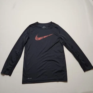 Nike Dri-Fit Long Sleeve Athletic Graphic Tee Boys/Teen Size Medium Black O1 - Picture 1 of 13