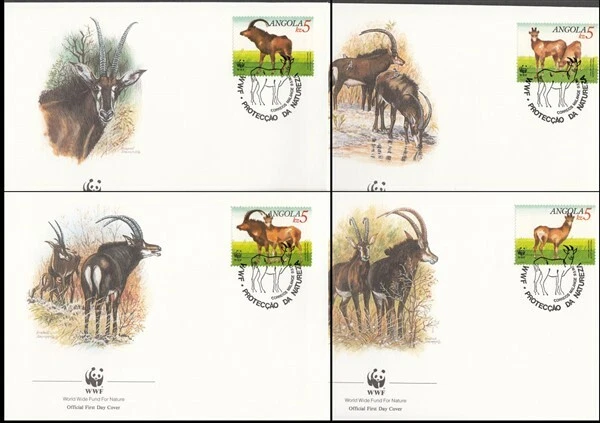 ANGOLA WWF FDC SET (4) ANTELOPE 1990 (ID:526/D5534) - Image 1 of 1