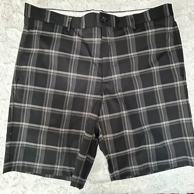 Greg Norman Men's Golf Shorts Size 38 Pockets Flat Front Mid Rise Plaid Black - Image 1 of 4