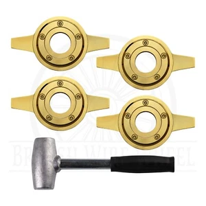 Locking 2 Bar Zenith Cut Gold Spinner Caps with Blank Rings, Set + Hammer - Picture 1 of 12