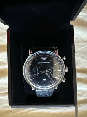 Emporio Armani Aviator AR11104 43mm Nero Cinturino In Pelle - Immagine 1 di 4