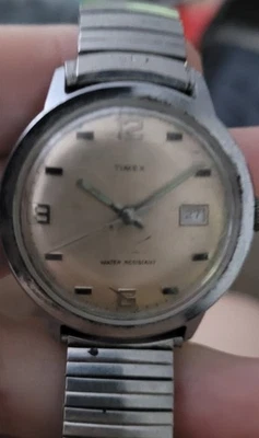 Timex 手表男士复古机械银色不锈钢银色非工作 — 第 1/4 张图片