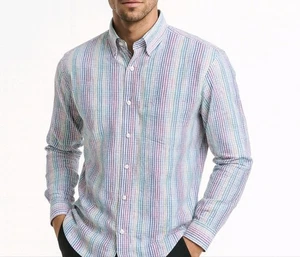Camisa Brooks Brothers Seersucker Multicolor Manga Larga Abotonada Talla 1XLT - Imagen 1 de 8