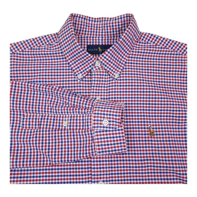 Camisa Ralph Lauren Gingham Check Abotonada Grande Para Hombre Roja y Azul Foto 1 de 4